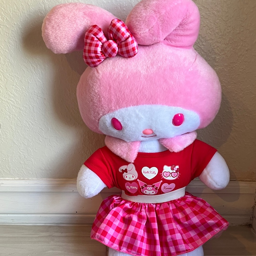 Build-A-Bear Pink and Red Plush Bunny